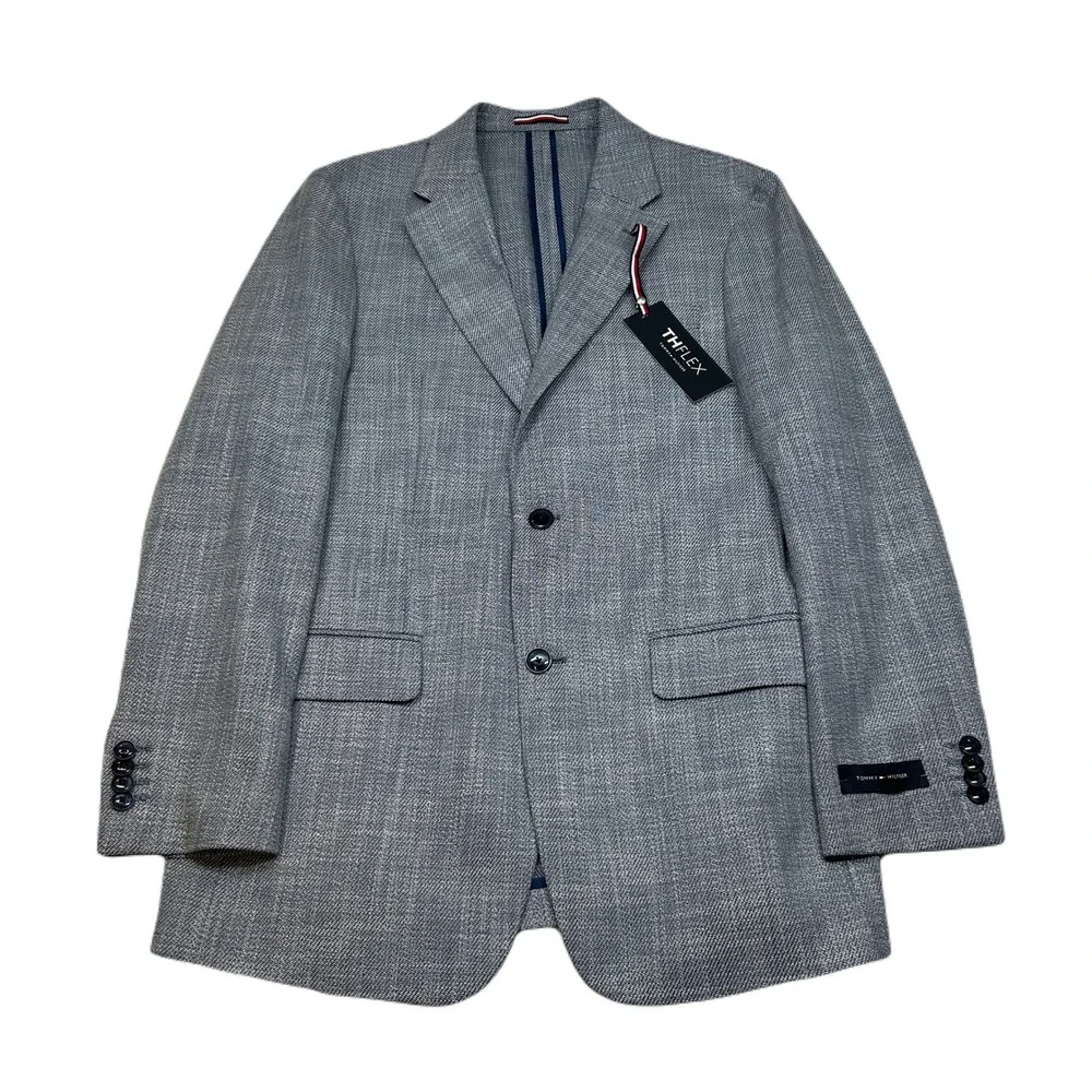 Tommy Hilfiger Sport Coat 38R 38 Denim Blue Patterned TH Flex $295‎